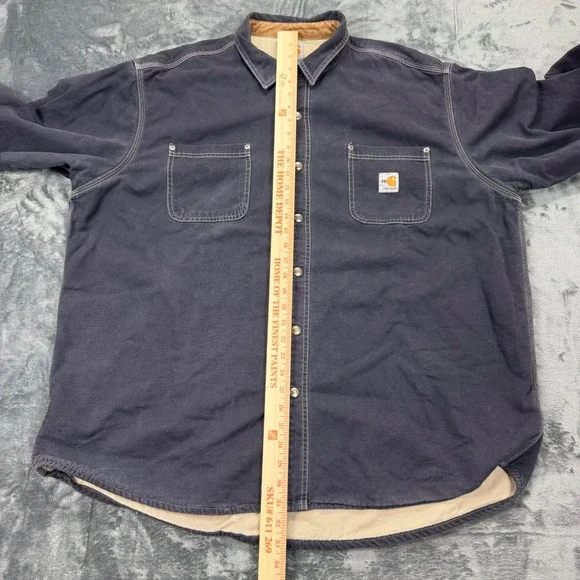 Carhartt FR Black Faded Work Jacket Shirt Mens 2XL Snap Front Shacket Cat 3